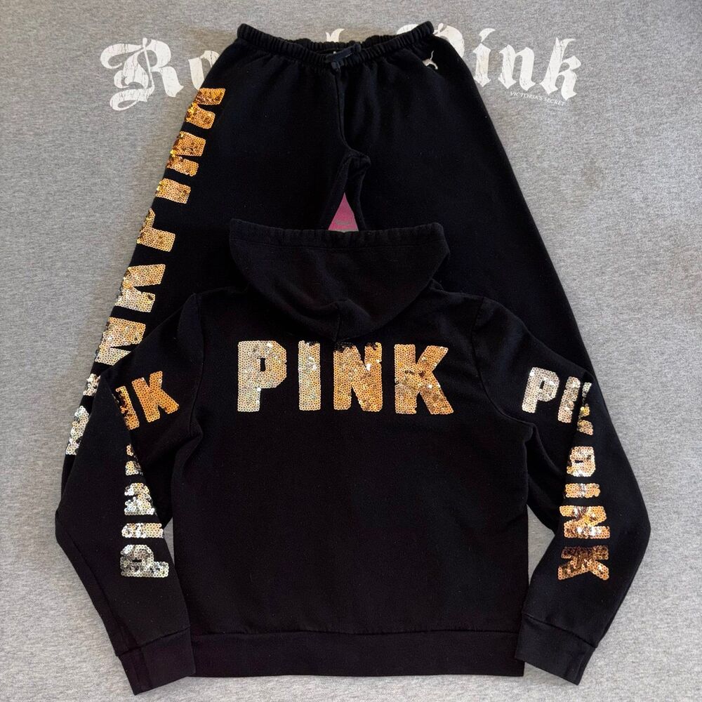 Victoria’s Secret PINK Ombre Silver and Gold Sequin Bling Outfit Small-Med
